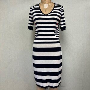 NWT $149 Olsen Europe Knit Geometric Optic Illusion Striped Dress Size Med 10